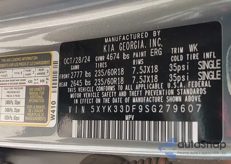 2025 Kia Sportage Ex from USA, damaged, VIN 5XYK33DF9SG279607